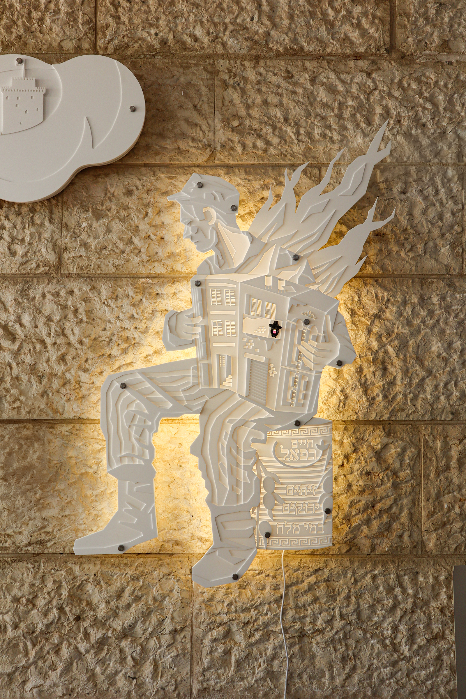 StudioKnob transforms iconic cultural objects into illuminated storyboxes. Using layered Perspex silhouettes and backlit LED lighting, these pieces evoke narratives of memory, tradition, and identity. Created for the BY5 Gallery exhibition in Tel Aviv, curated by Nir Hermat.


-

סטודיו נוב הופך חפצים טעוני תרבות לקופסאות אור המספרות סיפור. באמצעות מגזרות פרספקס בשכבות ותאורת לד אחורית, נוצרות יצירות המשלבות זיכרון, מסורת וזהות. היצירות הוצגו בתערוכה בגלריית BY5 בתל אביב, באוצרות ניר הרמט.